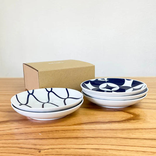 Hasami Ware Plates | KOMON Small Plates | Set of 5 | KIHARA
