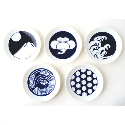 Hasami Ware Plates | KOMON Small Plates 5-Piece Set | Seasonal Patterns | KIHARA
