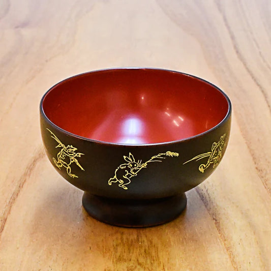 Echizen Lacquerware Bowl | Naouemon Chōjū-giga | Inner Vermilion | Tsuchinao Lacquerware