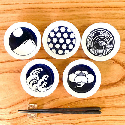 Hasami Ware Plates | KOMON Small Plates 5-Piece Set | Seasonal Patterns | KIHARA