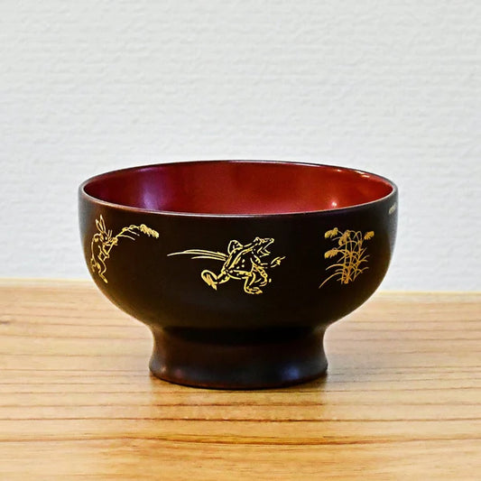 Echizen Lacquerware Bowl | Naouemon Chōjū-giga | Inner Vermilion | Tsuchinao Lacquerware