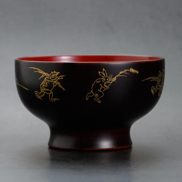 Echizen Lacquerware Bowl | Naouemon Chōjū-giga | Inner Vermilion | Tsuchinao Lacquerware